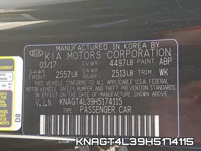 KNAGT4L39H5174115 фото 2