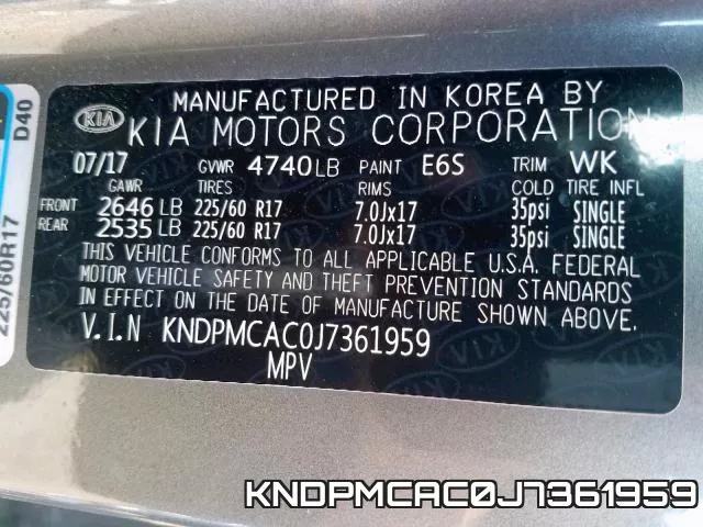 KNDPMCAC0J7361959 фото 2