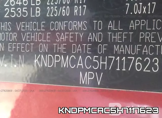 KNDPMCAC5H7117623 фото 10