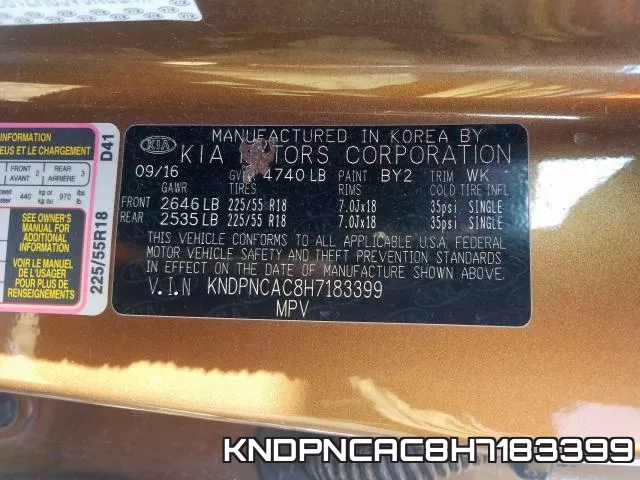 KNDPNCAC8H7183399 фото 2