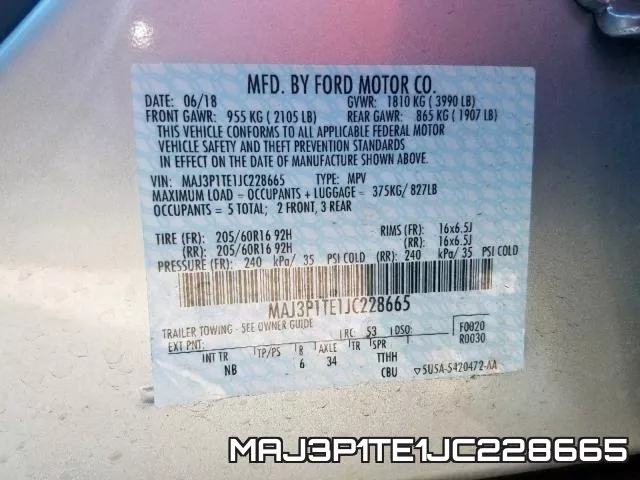 MAJ3P1TE1JC228665 фото 2