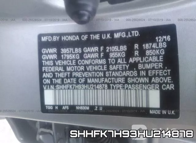 SHHFK7H93HU214878 фото 10