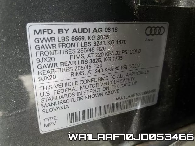 WA1LAAF70JD053466 фото 2