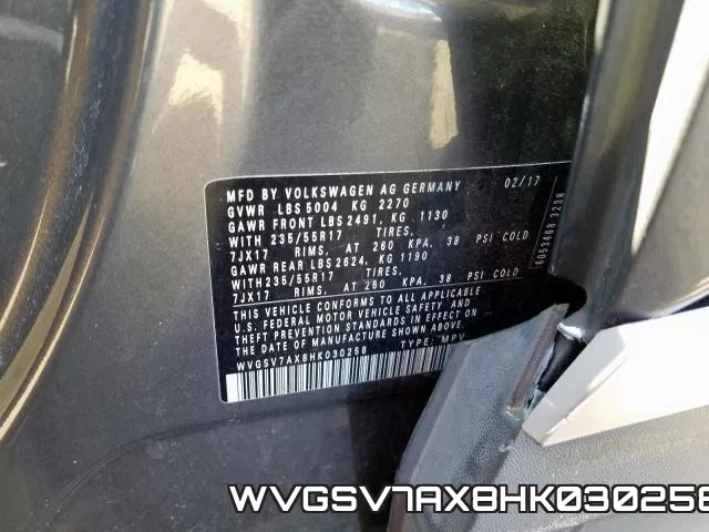 WVGSV7AX8HK030258 фото 2