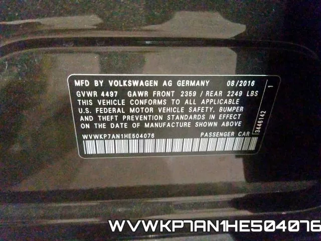 WVWKP7AN1HE504076 фото 2