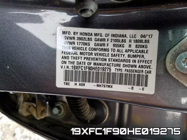 19XFC1F90HE019275 фото 2