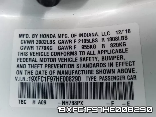 19XFC1F97HE008290 фото 2