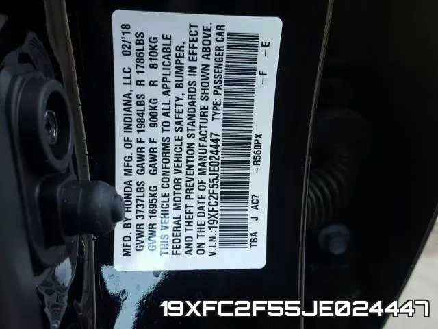 19XFC2F55JE024447 фото 2