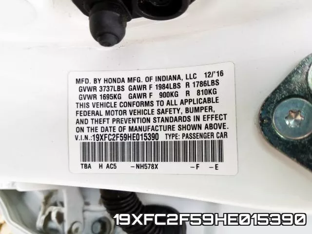 19XFC2F59HE015390 фото 2