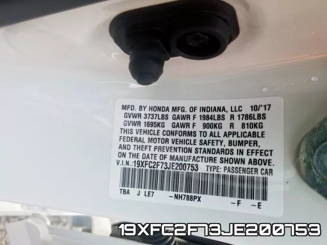 19XFC2F73JE200753 фото 2