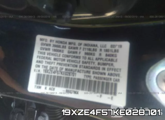 19XZE4F57KE028701 фото 10