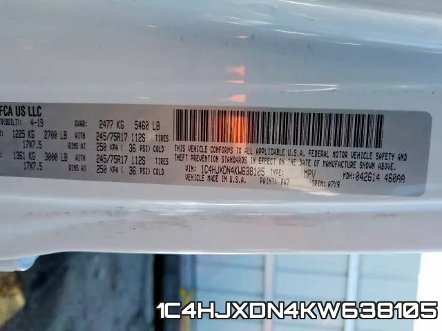 1C4HJXDN4KW638105 фото 2