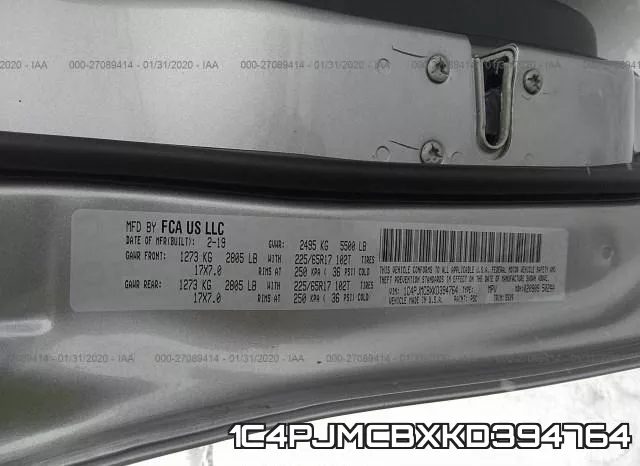 1C4PJMCBXKD394764 фото 10