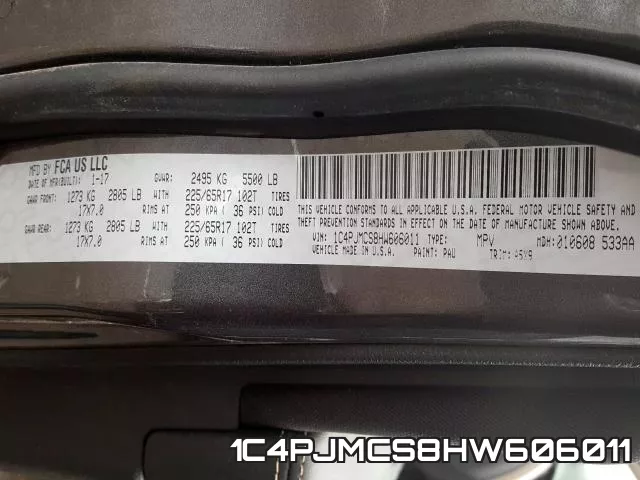 1C4PJMCS8HW606011 фото 2