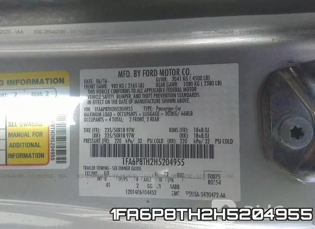 1FA6P8TH2H5204955 фото 10