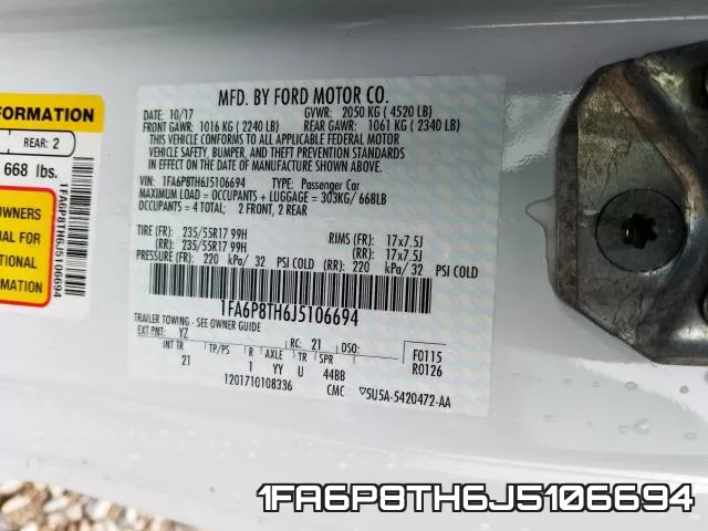 1FA6P8TH6J5106694 фото 2