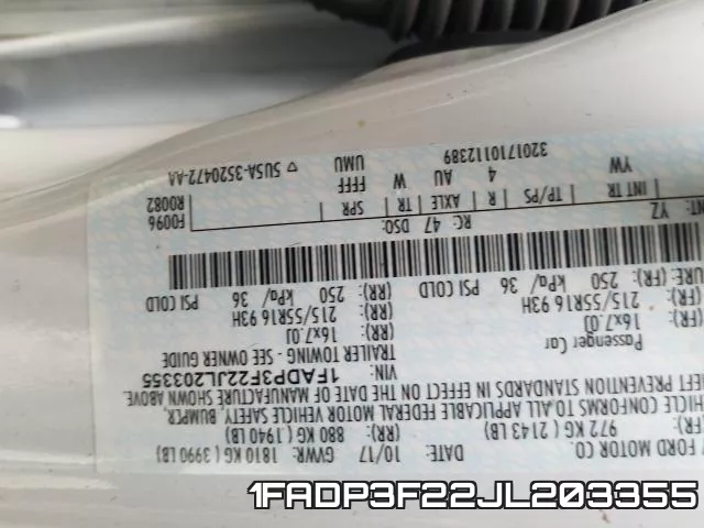 1FADP3F22JL203355 фото 2