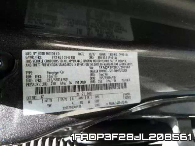 1FADP3F28JL208561 фото 2