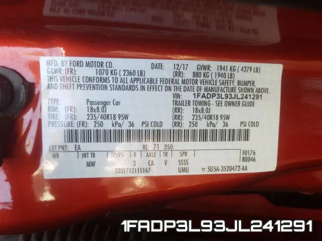 1FADP3L93JL241291 фото 2