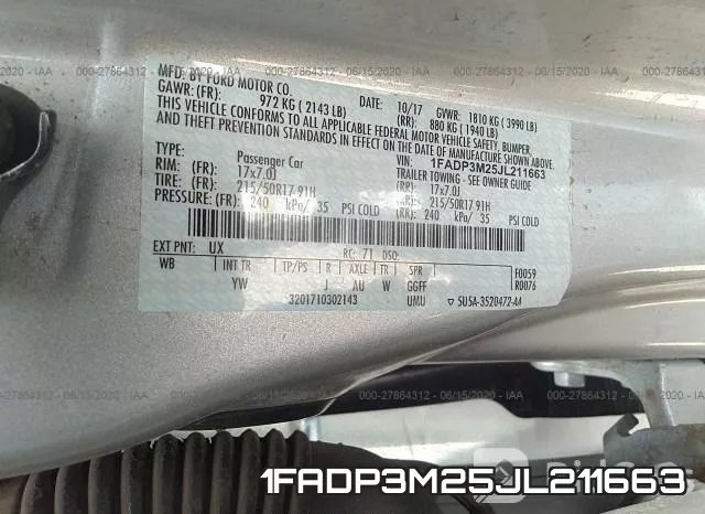 1FADP3M25JL211663 фото 10