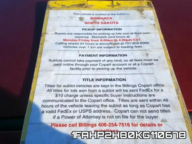 1FAHP2H80KG110678 фото 10