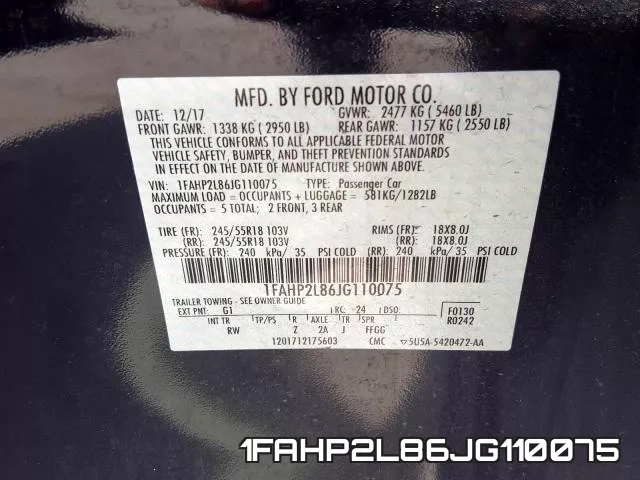 1FAHP2L86JG110075 фото 2