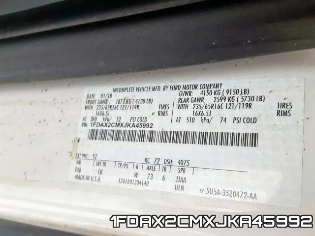 1FDAX2CMXJKA45992 фото 2