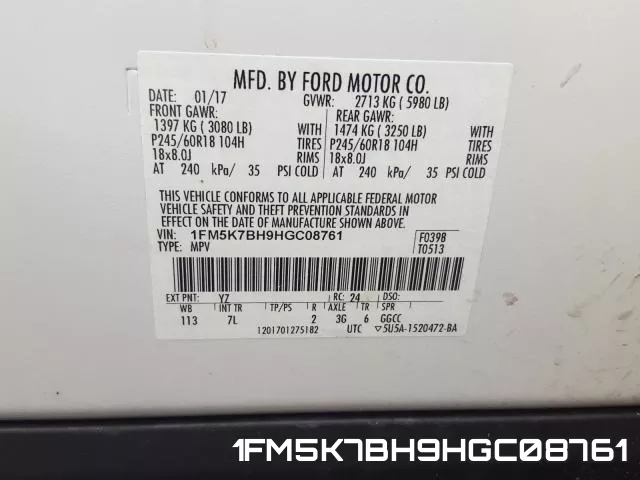 1FM5K7BH9HGC08761 фото 2