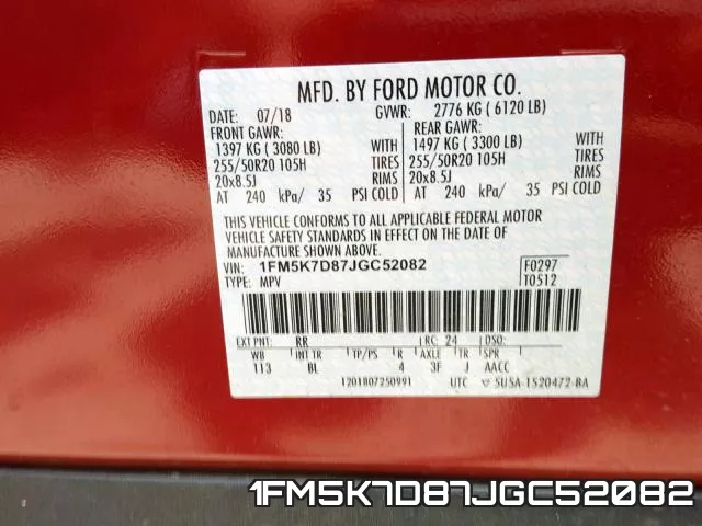 1FM5K7D87JGC52082 фото 2