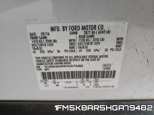 1FM5K8AR5HGA79482 фото 2
