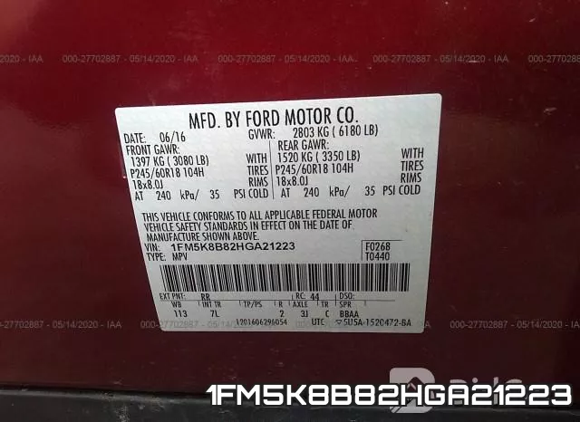 1FM5K8B82HGA21223 фото 10