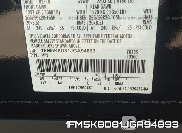 1FM5K8D81JGA94893 фото 10