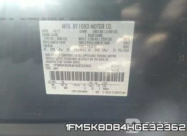 1FM5K8D84HGE32362 фото 10