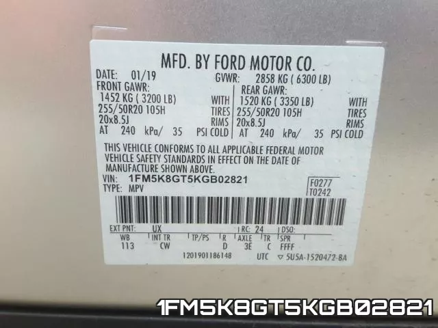 1FM5K8GT5KGB02821 фото 2