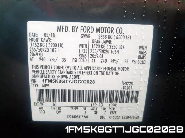 1FM5K8GT7JGC02028 фото 2
