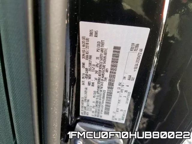1FMCU0F70HUB80022 фото 2