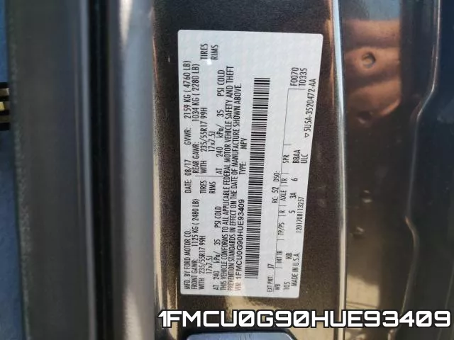 1FMCU0G90HUE93409 фото 2