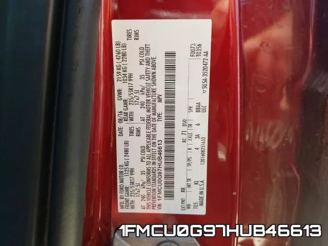 1FMCU0G97HUB46613 фото 2