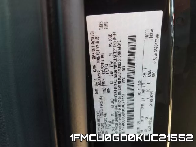 1FMCU0GD0KUC21552 фото 2