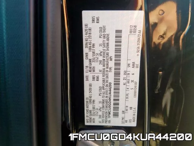 1FMCU0GD4KUA44200 фото 2