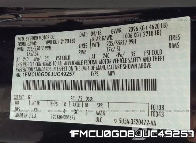 1FMCU0GD8JUC49257 фото 10