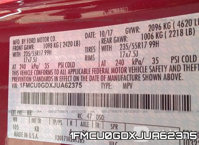 1FMCU0GDXJUA62375 фото 10