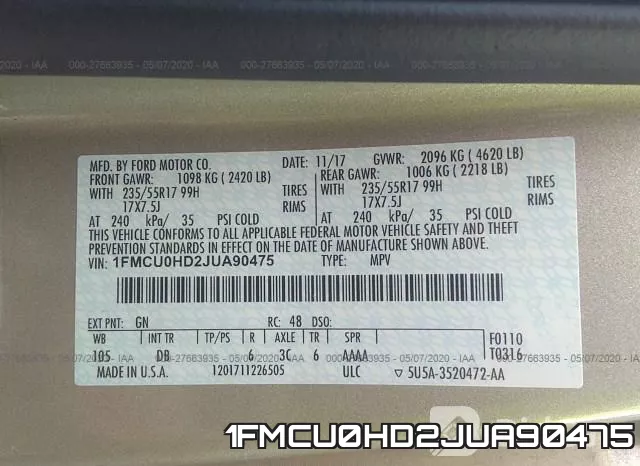 1FMCU0HD2JUA90475 фото 10