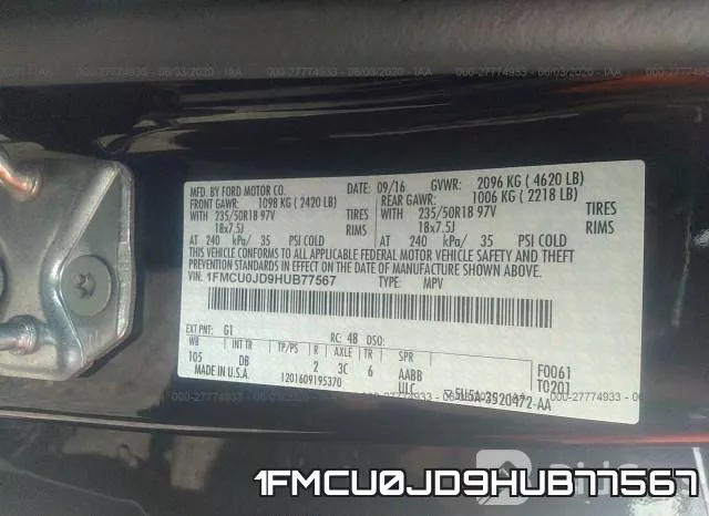 1FMCU0JD9HUB77567 фото 10
