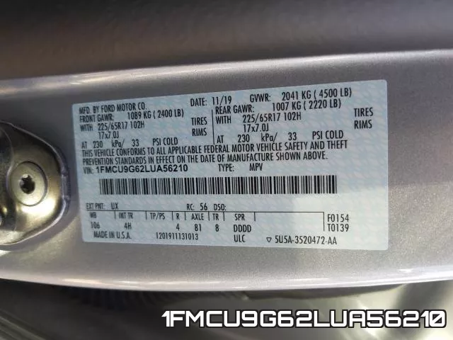 1FMCU9G62LUA56210 фото 2