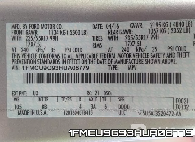 1FMCU9G93HUA08779 фото 10