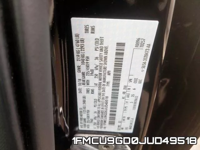 1FMCU9GD0JUD49518 фото 2