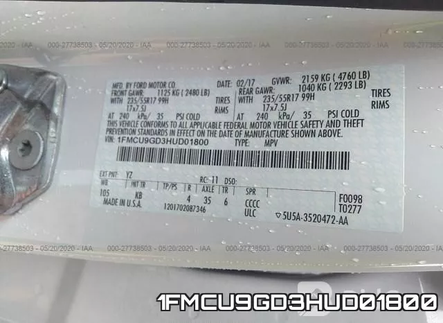 1FMCU9GD3HUD01800 фото 10