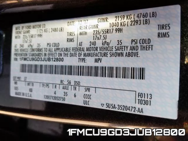 1FMCU9GD3JUB12800 фото 2