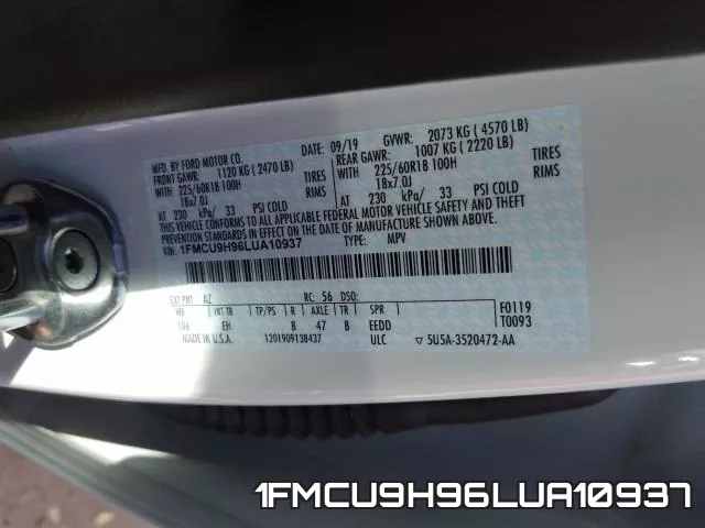 1FMCU9H96LUA10937 фото 2